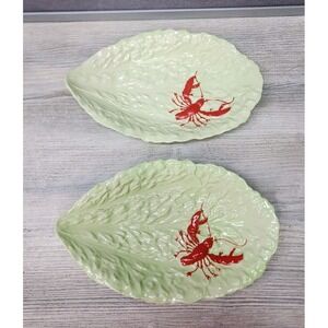 CarltonWare Lobster Crawfish Caggage Lettuce Leaf Oval Set of Two Serving Dishes